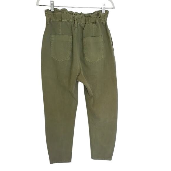 Böhme Paperbag High Rise Relaxed Crop Denim Pants Olive Women’s Small NWT - Picture 3 of 5